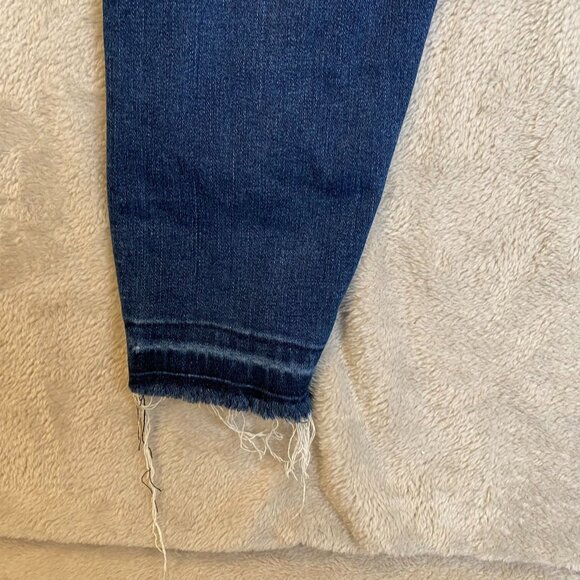 Spanx Womens Skinny Jeans Large Mid-Rise Distressed Hem Frayed Stretchy Denim Bl - Picture 13 of 16